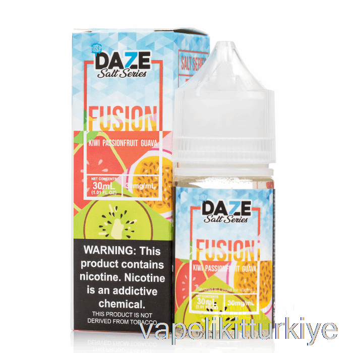 Vape Likit Buzlu Kivi çarkıfelek Meyvesi Guava - 7 Daze Füzyon Tuzu - 30ml 30mg